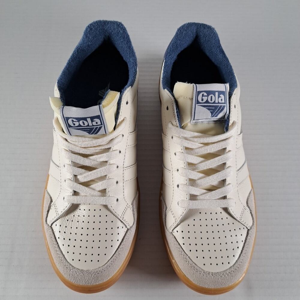 Gola Eagle 86 Sneakers Shoes Womens 7 White Blue Leather Suede Gum Sole CLB572 - Picture 3 of 13
